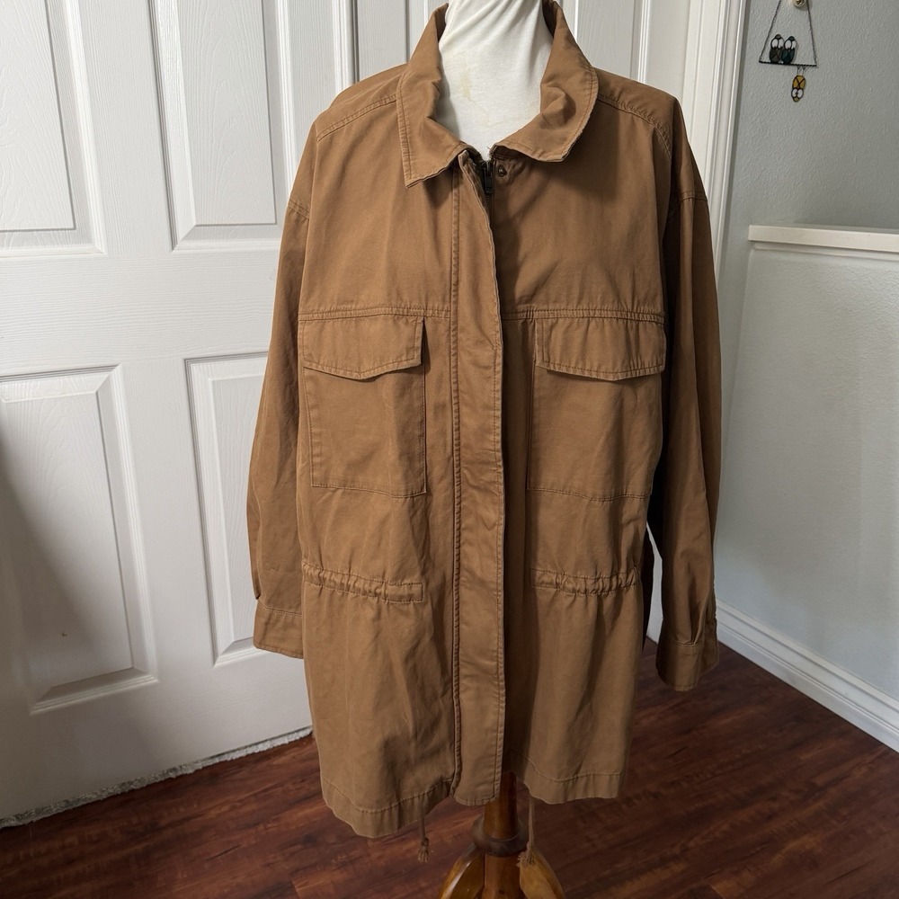 Old Navy Womens 3X Brown Utility Barn Coat Chore Jacket Field Workwear Pockets